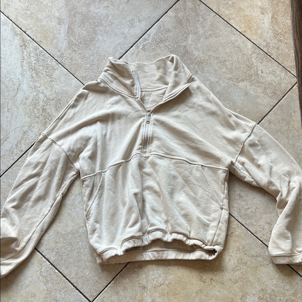 FP Movement by Free People Cream Quarter-Zip Sweatshirt